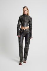 Leather Moto Jacket - Black