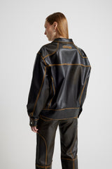 Leather Tall Boy Jacket - Olive