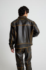 Leather Tall Boy Jacket - Olive