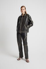 Leather Tall Boy Jacket - Black