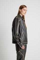 Leather Tall Boy Jacket - Black