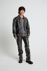Leather Tall Boy Jacket - Black