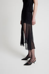 Sheer Gusset Skirt - Black with Black Lace