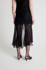 Sheer Gusset Skirt - Black with Black Lace