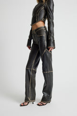 Maria Leather Jeans - Black