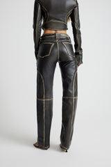 Maria Leather Jeans - Black