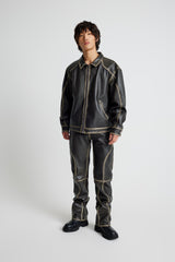 Maria Leather Jeans - Black