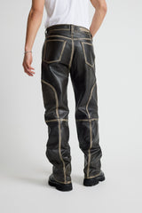 Maria Leather Jeans - Black