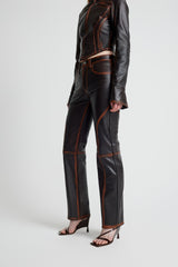 Maria Leather Jeans - Brown