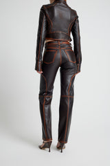 Maria Leather Jeans - Brown