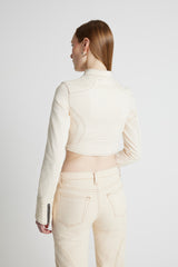 Denim Moto Jacket - Cream