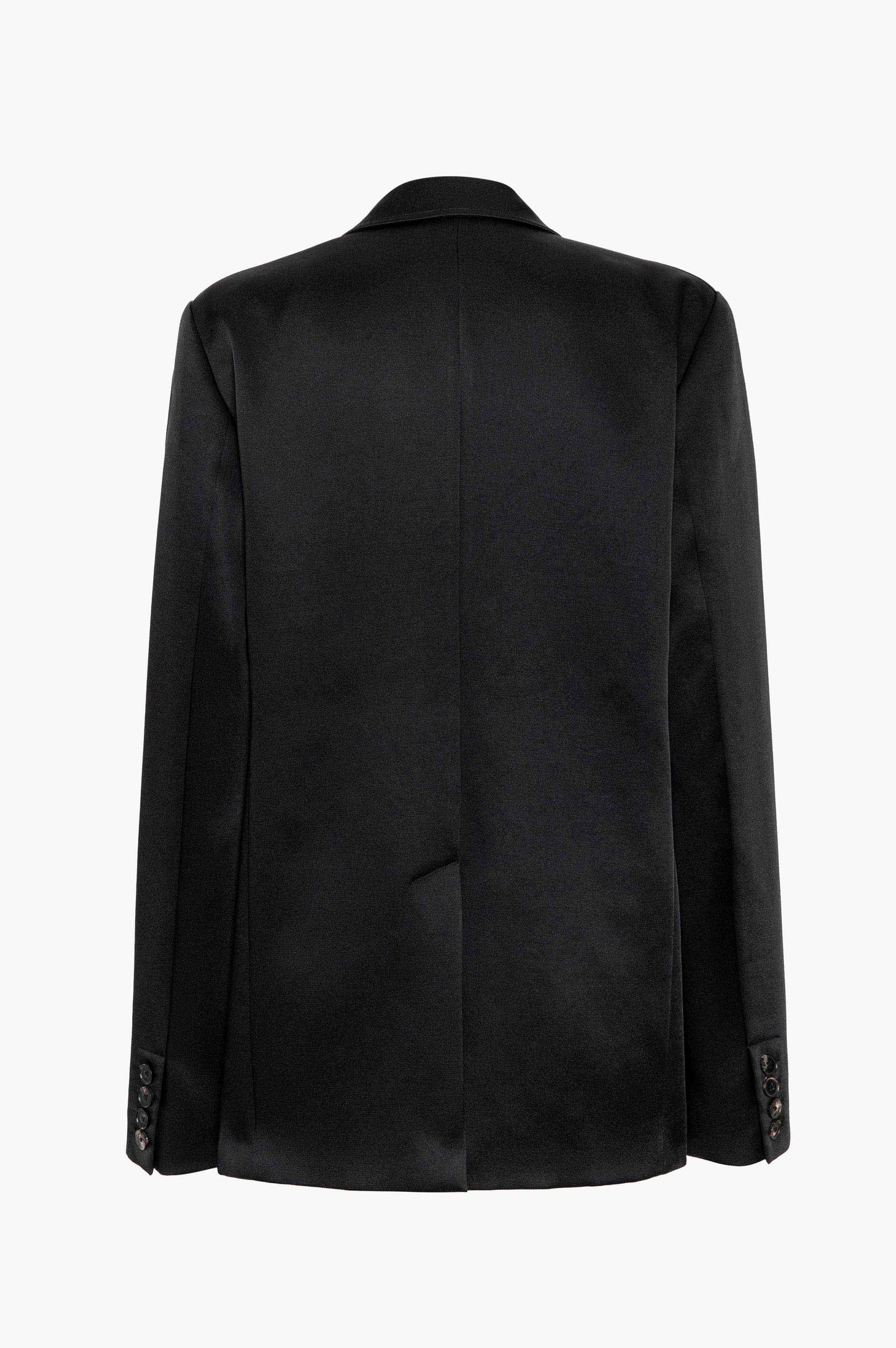 Black satin blazer on a white background