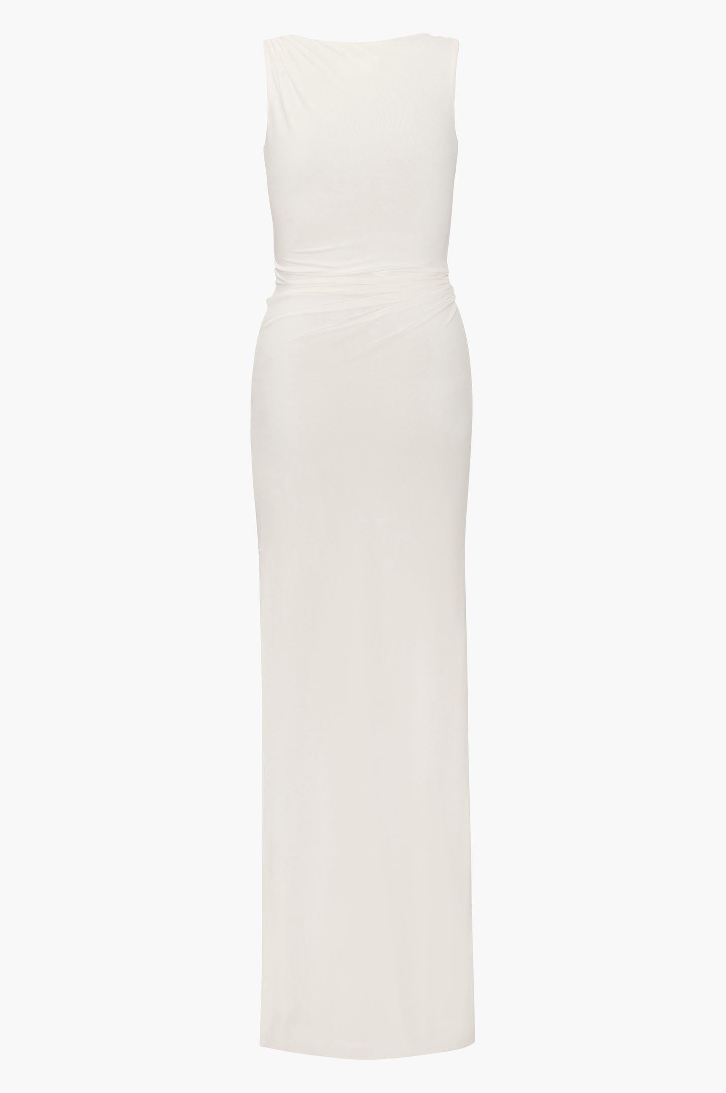 White sleeveless dress on a white background