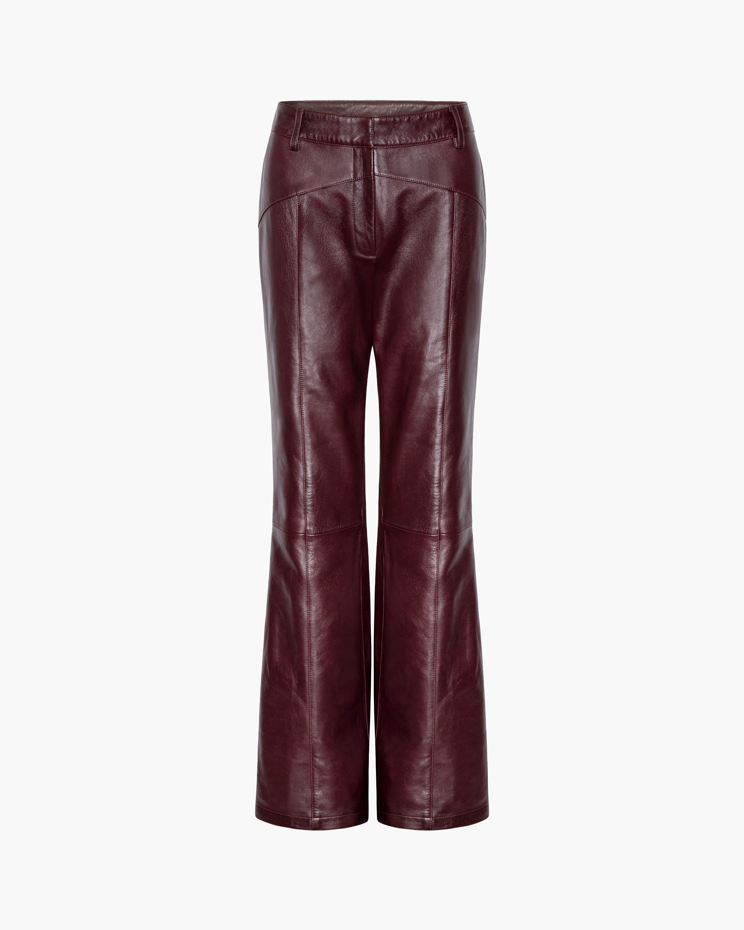 Ventura Leather Pant – Dark Burgundy Lambskin Leather | MIMCHIK