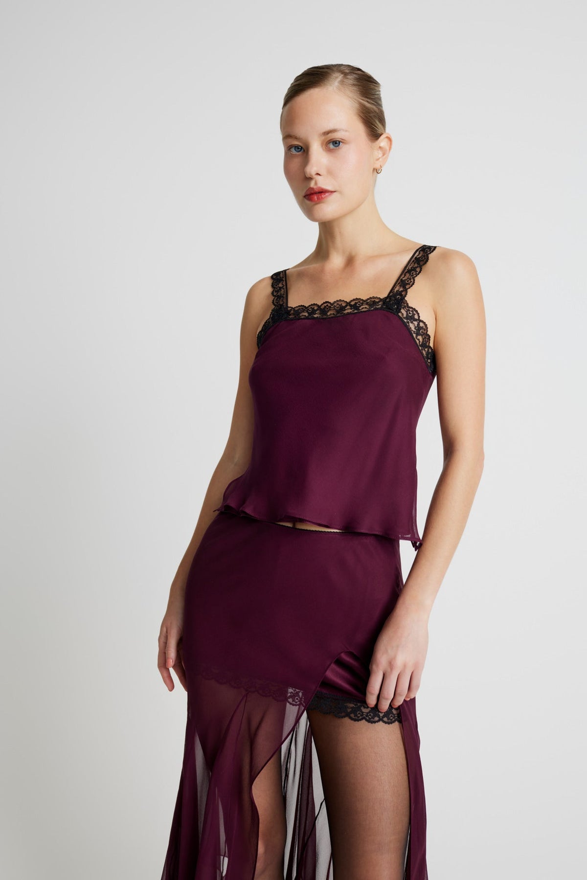 Burgundy with Black Lace