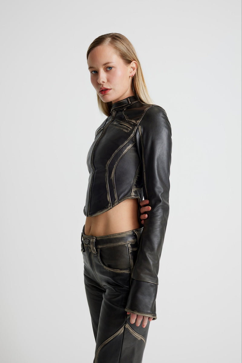 Leather Moto Jacket - Black