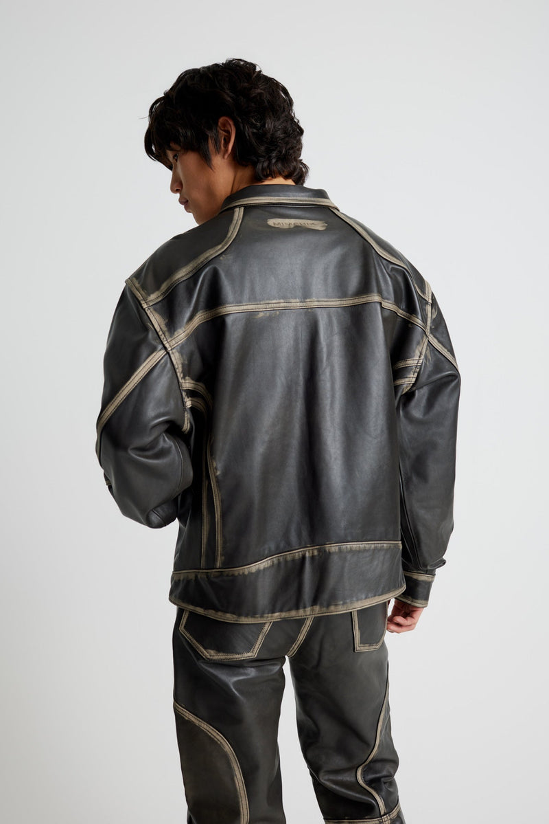 Leather Tall Boy Jacket - Black