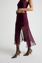 Sheer Gusset Skirt - Burgundy with Black Lace