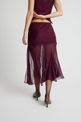 Sheer Gusset Skirt - Burgundy with Black Lace