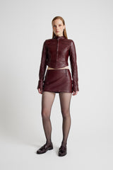 Leather Mini Skirt - Burgundy