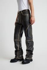 Maria Leather Jeans - Black