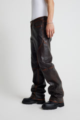 Maria Leather Jeans - Brown