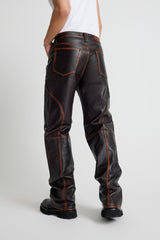 Maria Leather Jeans - Brown