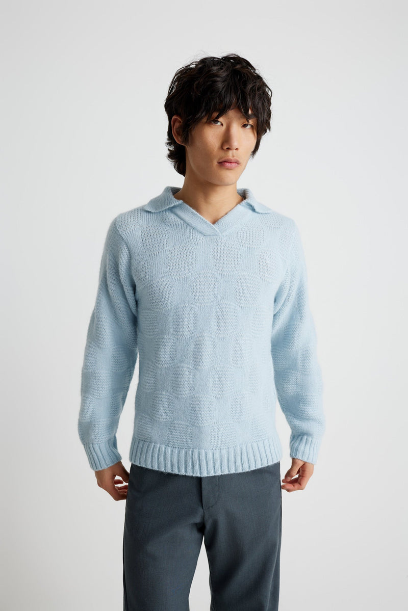 Chess Sweater - Baby Blue