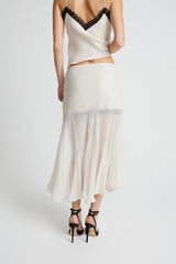 Sheer Gusset Skirt - Cream with Black Lace