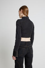 Denim Moto Jacket - Black