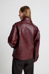 Leather Tall Boy Jacket - Burgundy