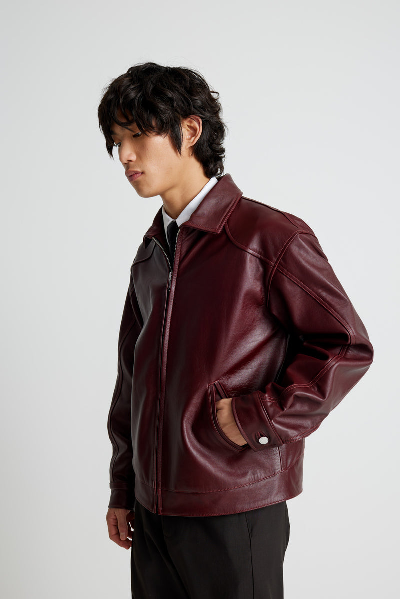 Leather Tall Boy Jacket - Burgundy