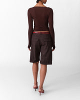 Boat Neck Draped Top (Brown)