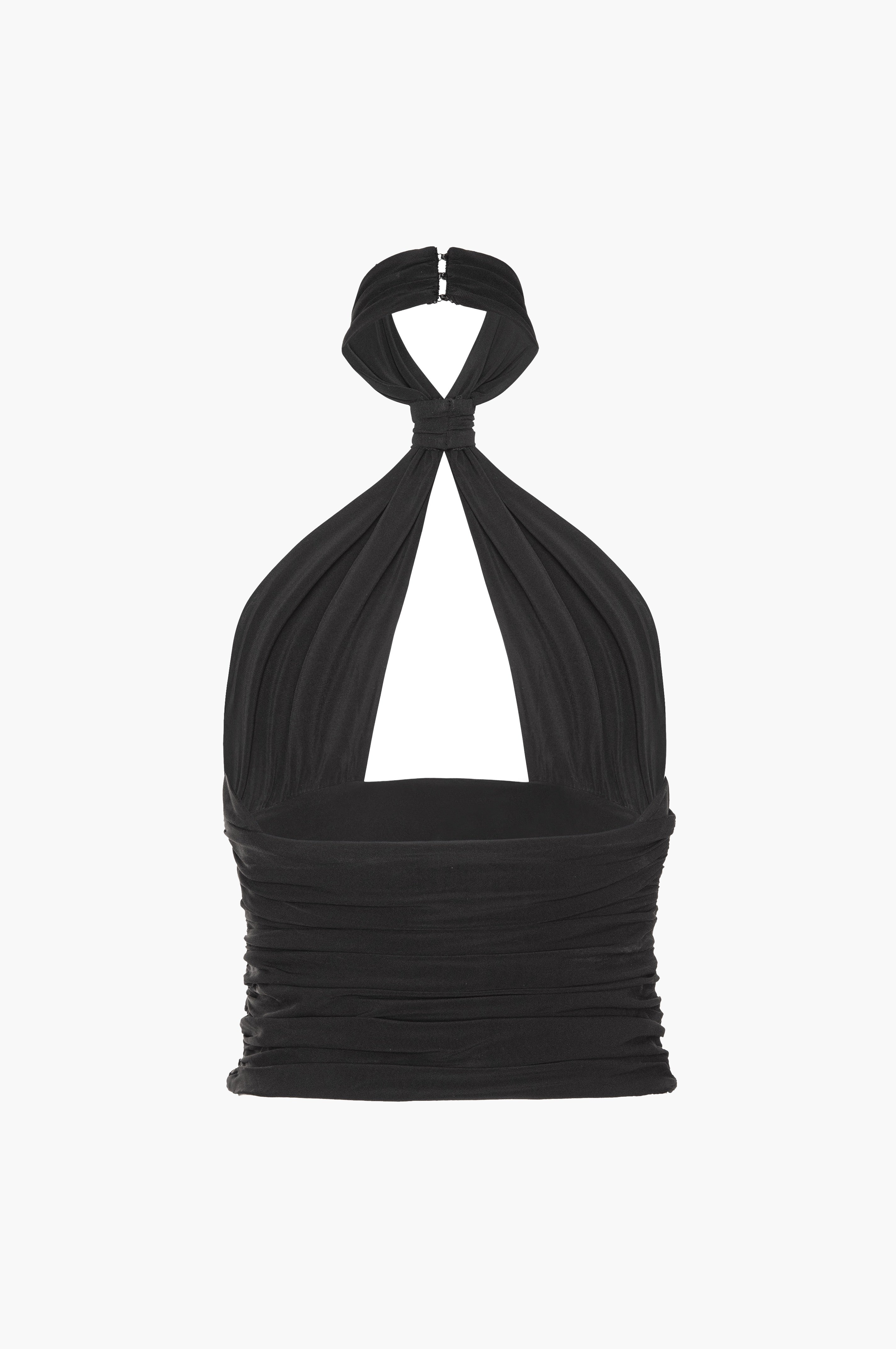 Piper Knotted Halter Top – Black Viscose Jersey | MIMCHIK