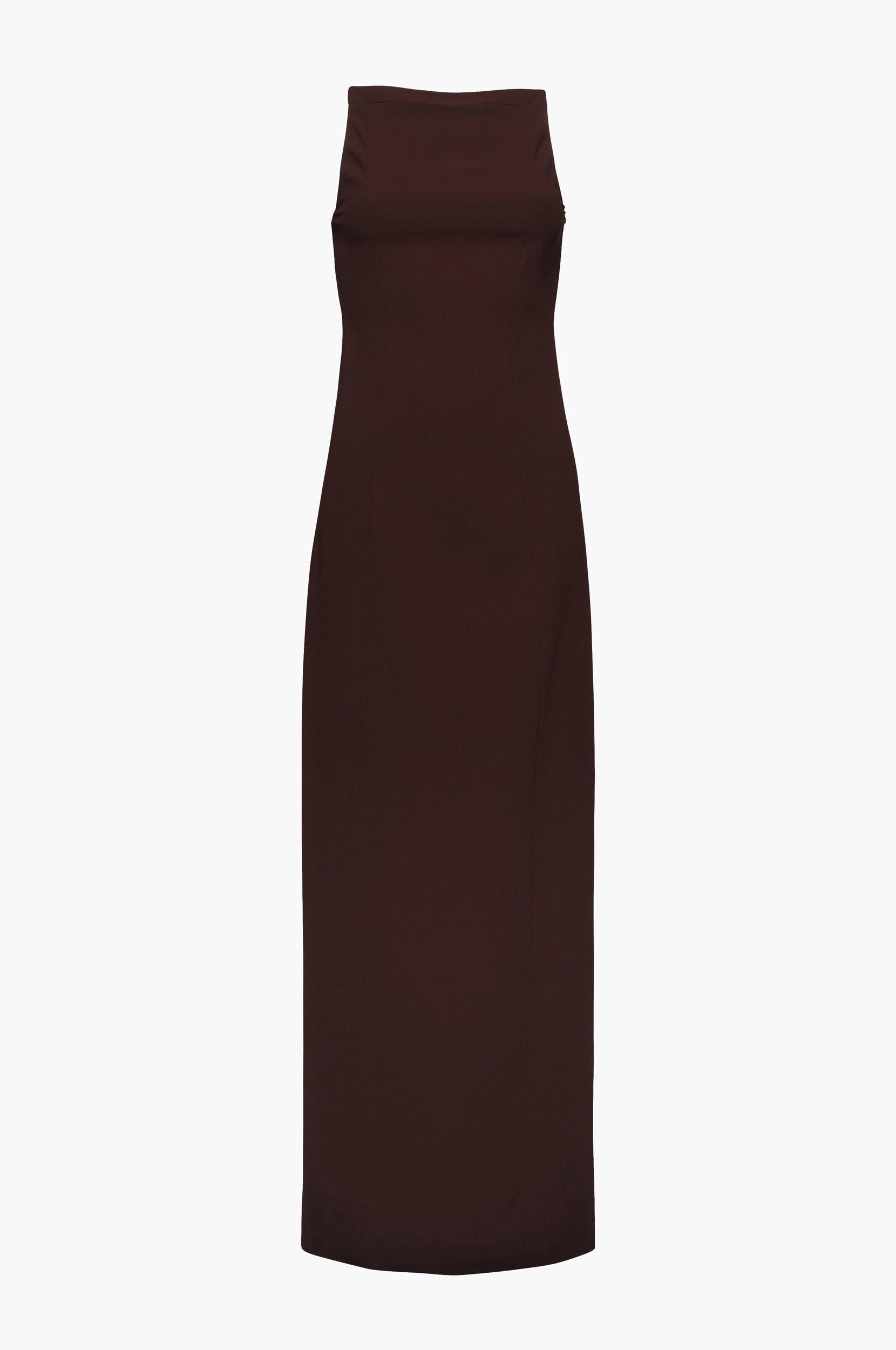 Brown backless gown on a white background