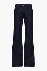 Dark blue jeans on a white background