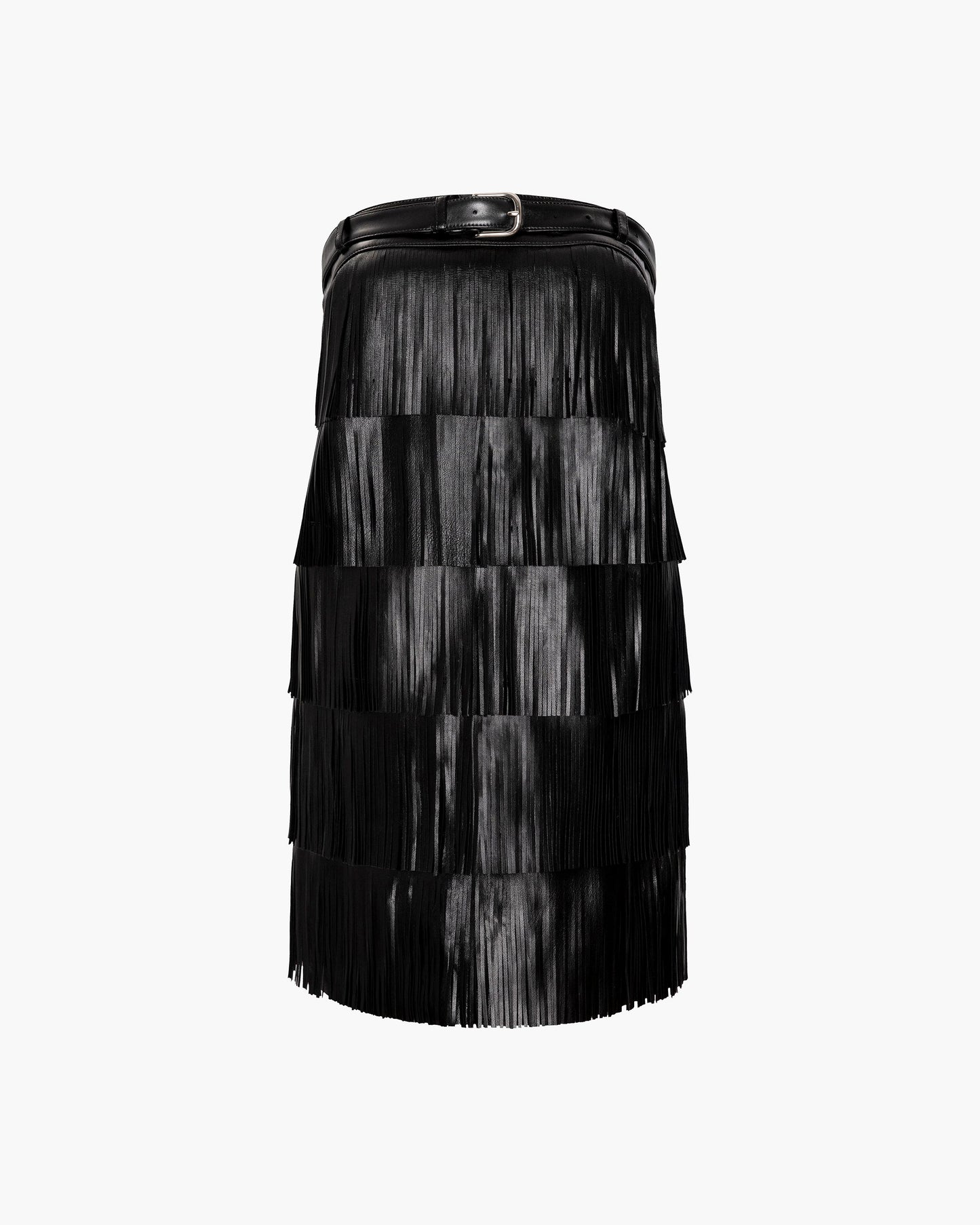Leather Fringe Belted Dress