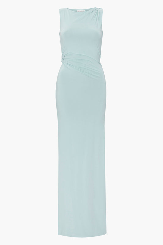 Light blue sleeveless dress on a white background