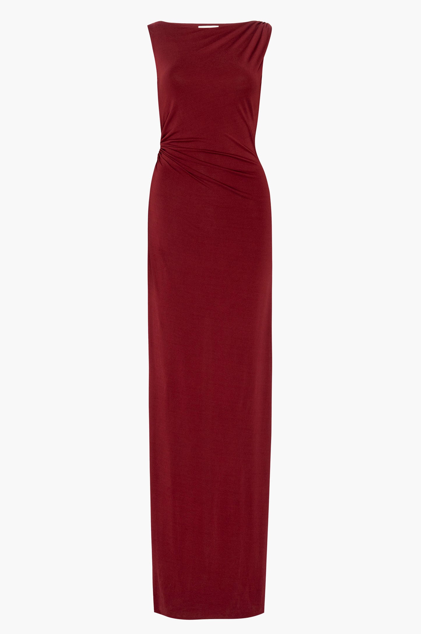 Burgundy gown on a white background