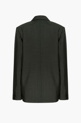 Back of a dark green blazer