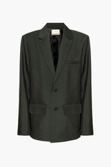 Green mohair blazer on a white background