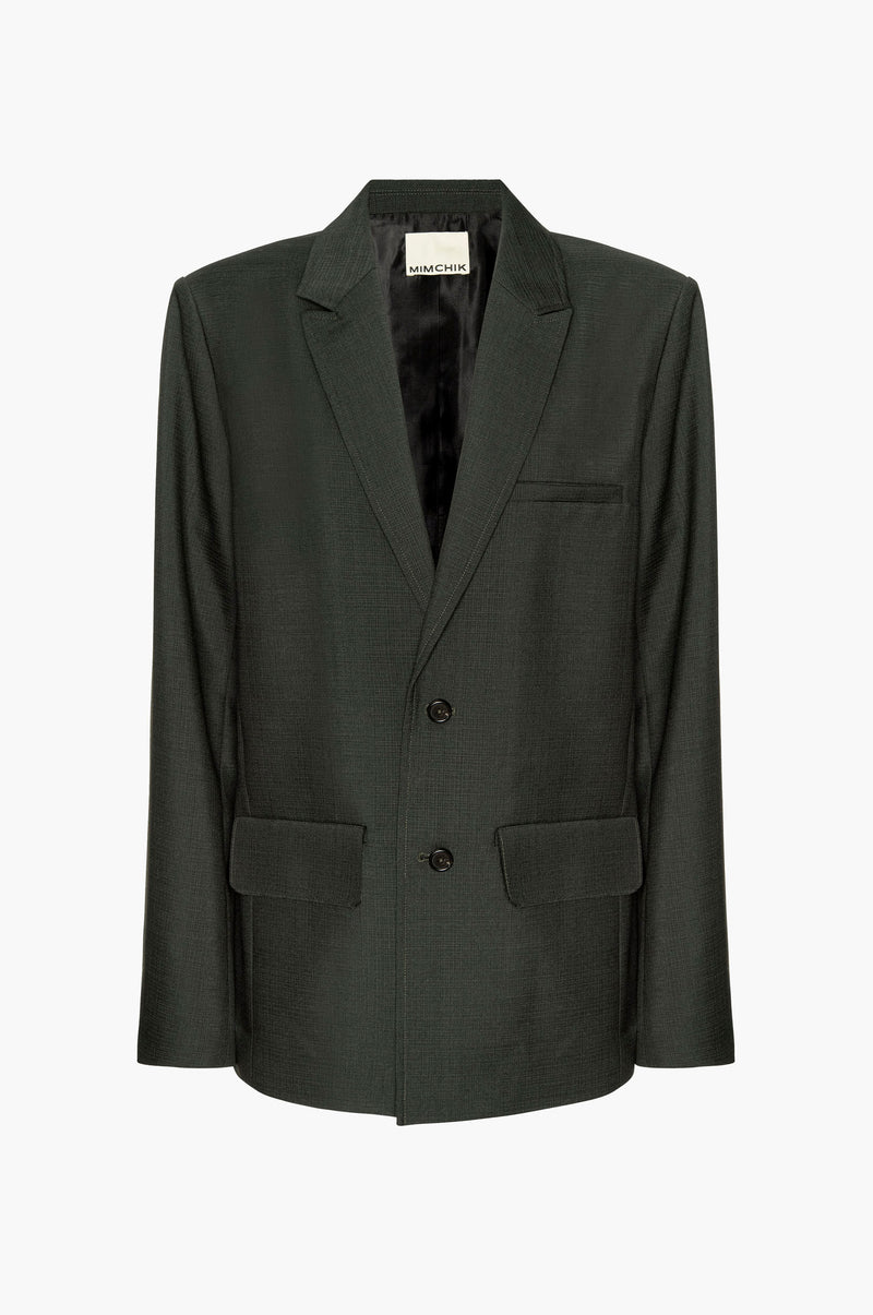 Green mohair blazer on a white background