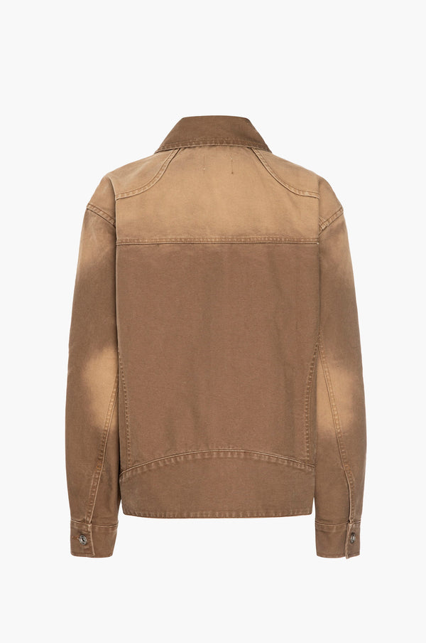 Light brown canvas jacket on a white background