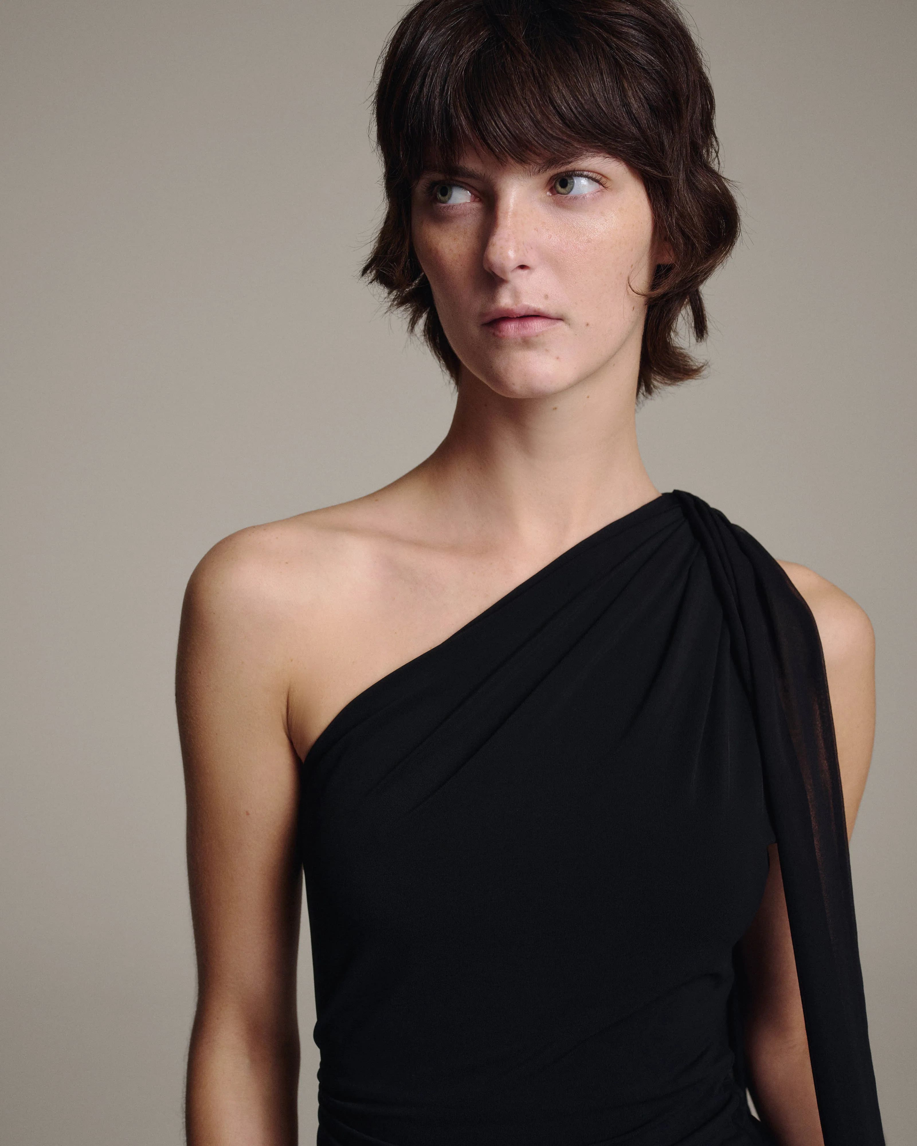 One Shoulder Chiffon Tie Top – Black | MIMCHIK