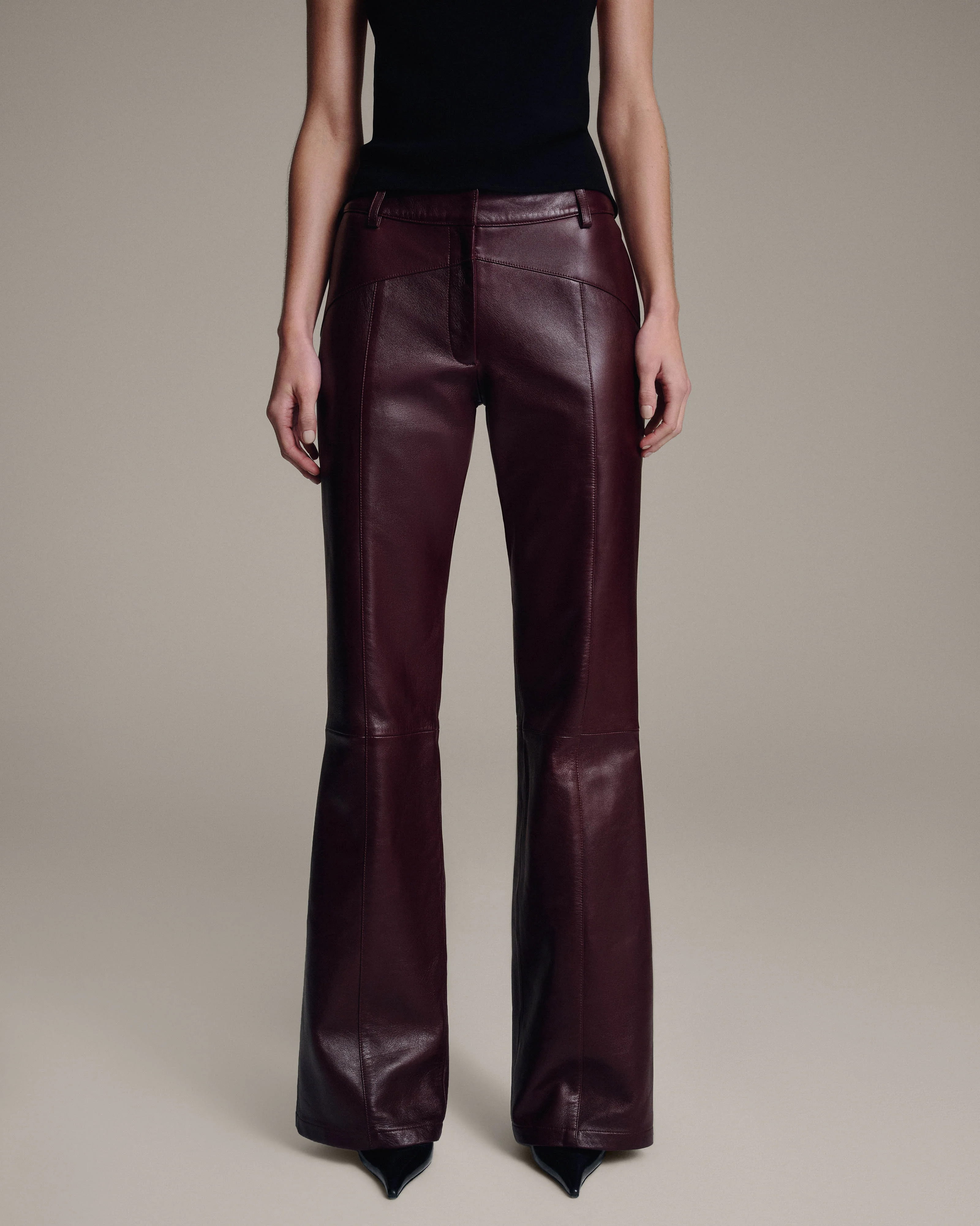 Ventura Leather Pant – Dark Burgundy Lambskin Leather | MIMCHIK