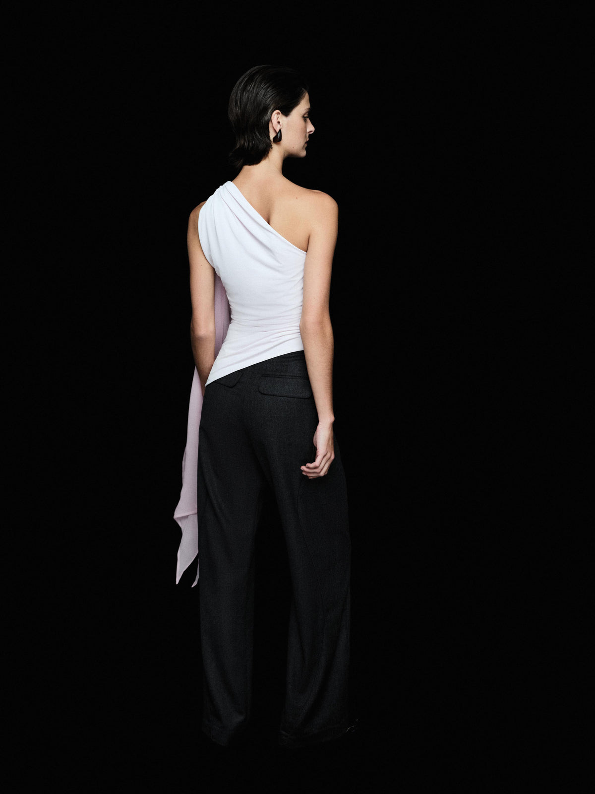 One Shoulder Chiffon Tie Top