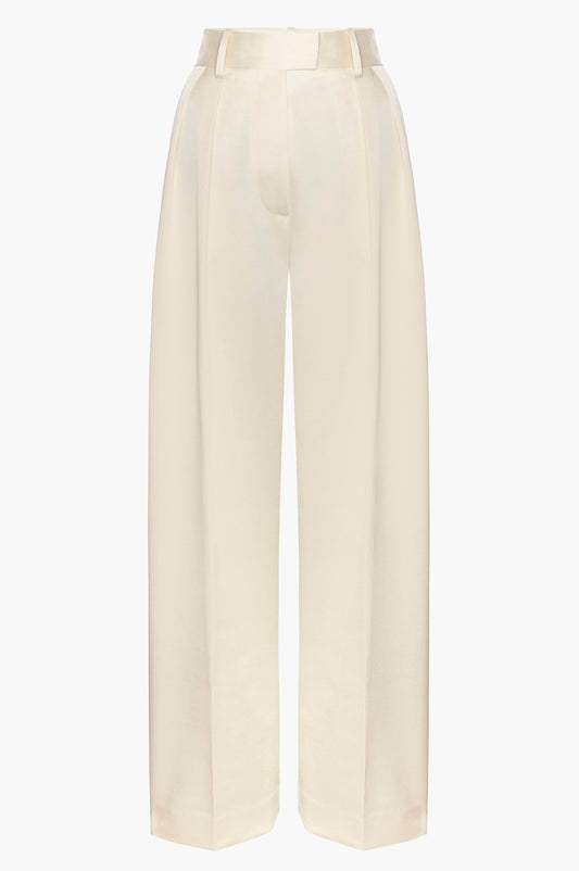 Custard wide-leg pants on a white background