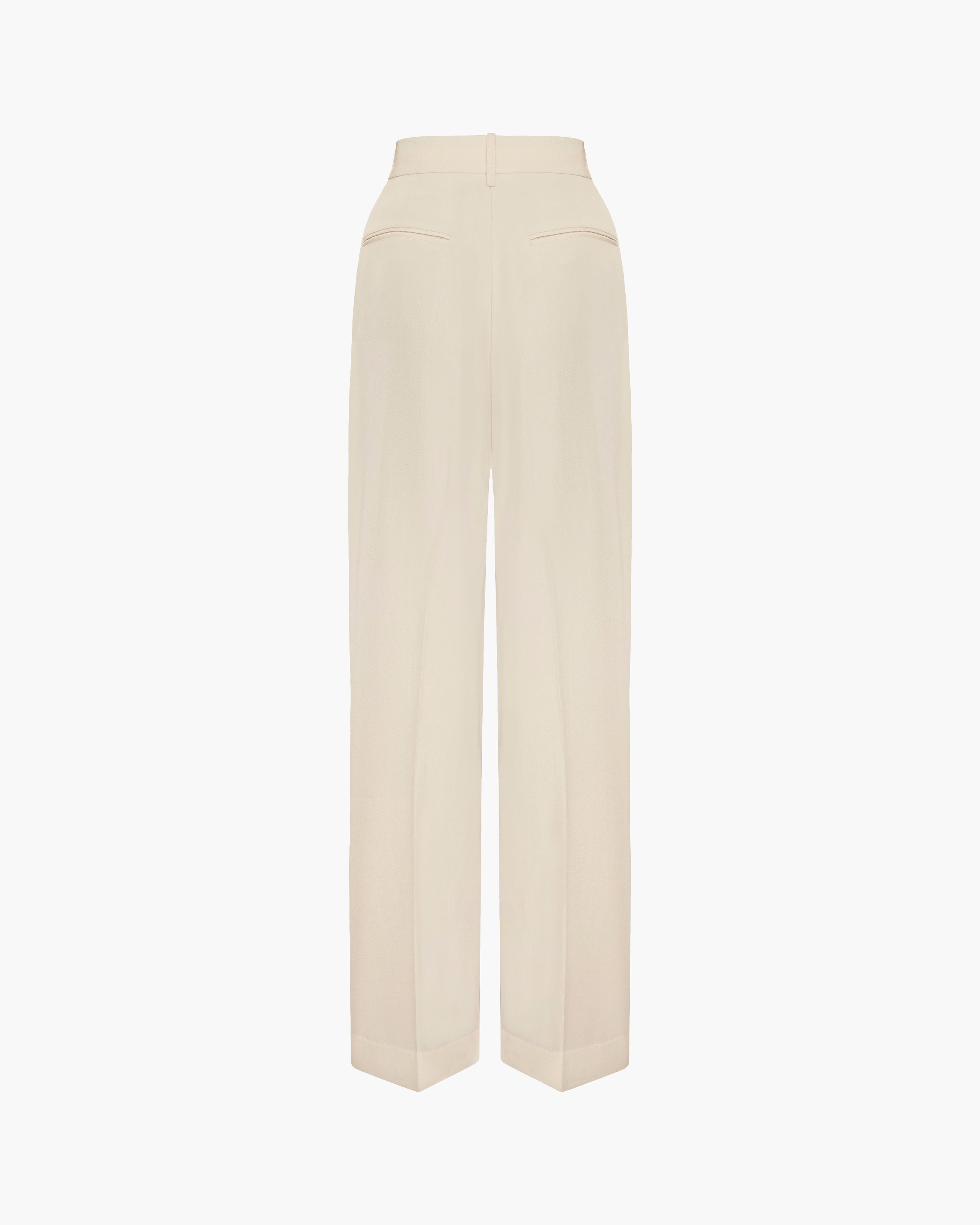 Nathalie Trouser – Vanilla Wool Twill | MIMCHIK