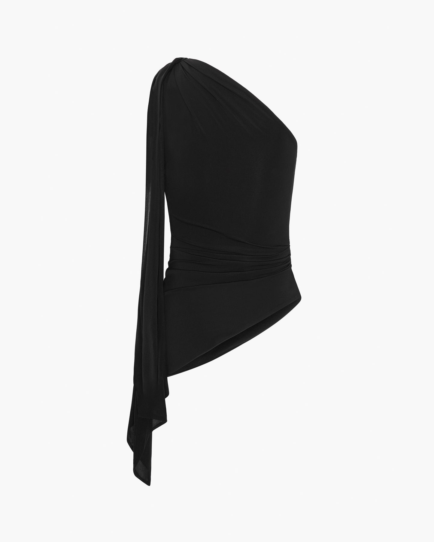 One Shoulder Chiffon Tie Top
