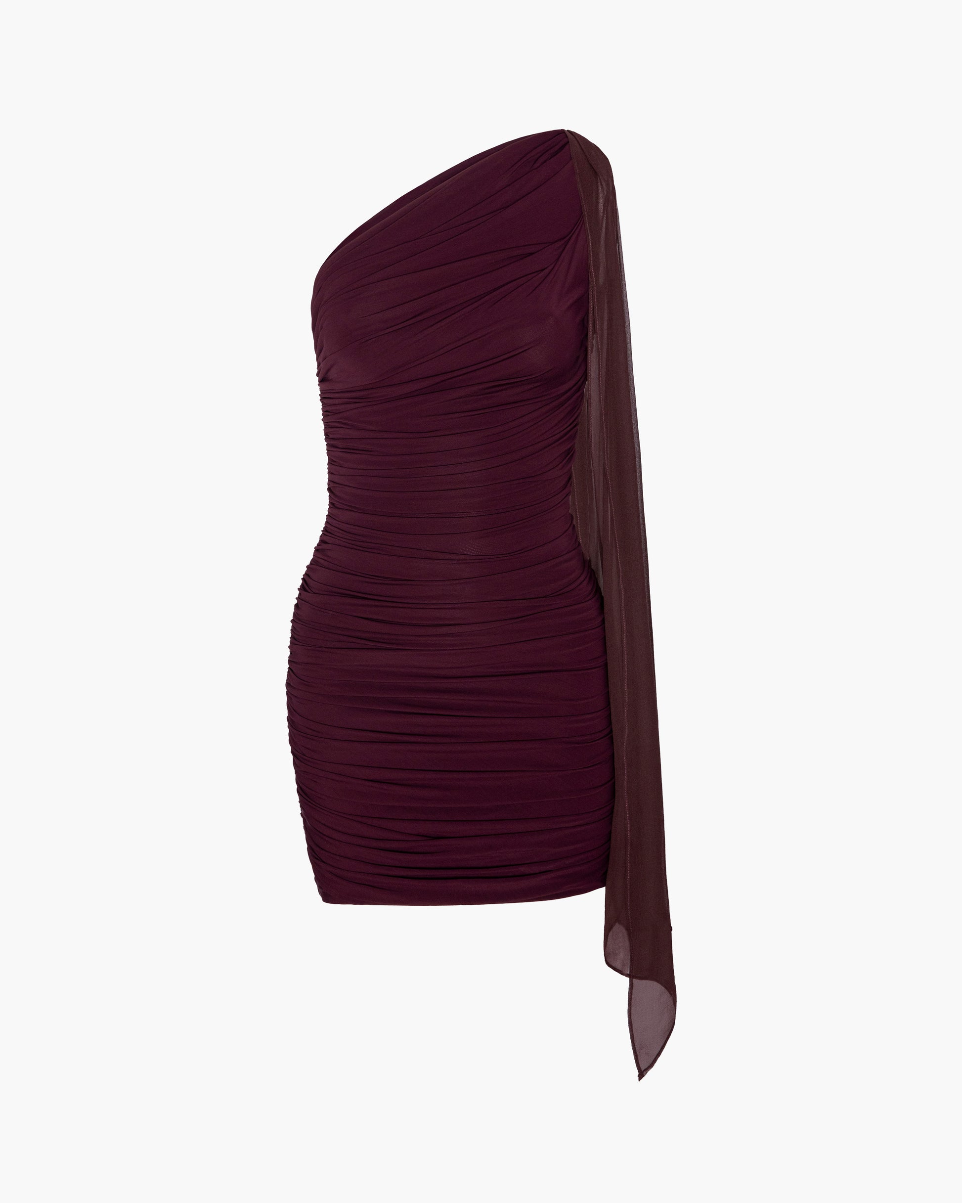 One Shoulder Tie Dress – Port Viscose Jersey & Silk Chiffon